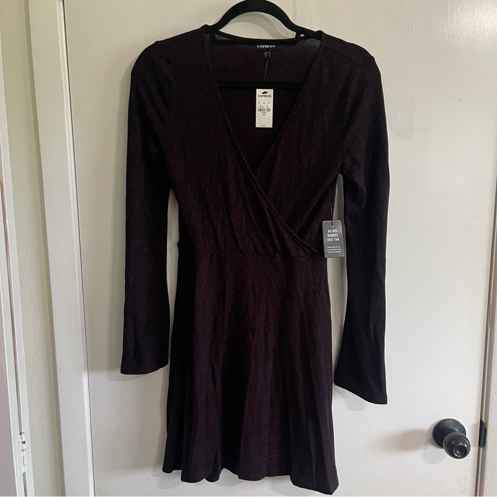Express Burgundy Long Sleeve Dress NWT Size XS